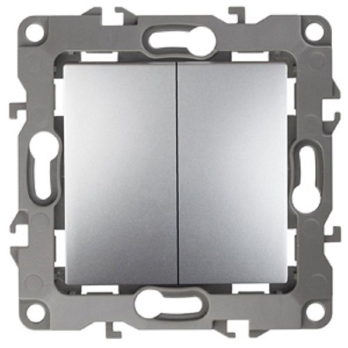 Выключатель без рамки Эра S12 2-кл 10А алюминий фото Выключатель без рамки Эра S12 2-кл 10А алюминий картинка